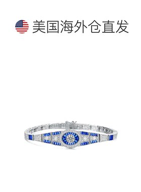 自营 geneviveGa 镀铑蓝宝石方晶锆石手链 - 蓝色 美国奥莱直发