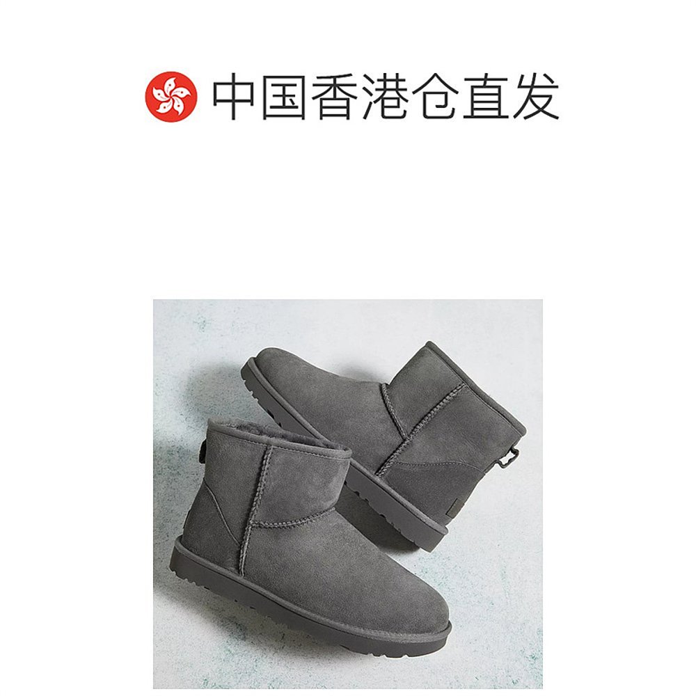 自营｜UggCLASSIC Mini女士雪地靴灰色羊皮百搭保暖日常休闲