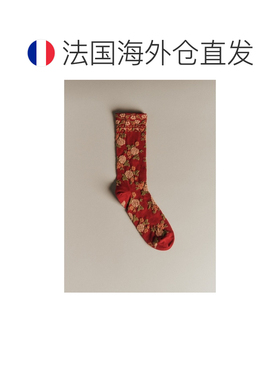欧洲直邮自营Sezane Lio女士红色回收聚酰胺花卉图案袜子