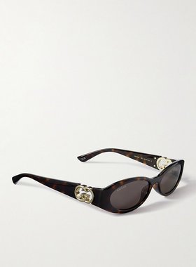 潮奢 Gucci 古驰 女士 棕色 Oval 太阳镜 GG1660S