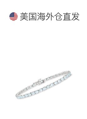 自营925 纯银 Ross-Simons 海蓝宝石网球手链 - 8 英寸 美国奥莱