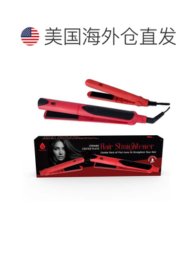 自营pursonic专业沙龙质量扁铁直发器，带免费旅行直发器-红色 美