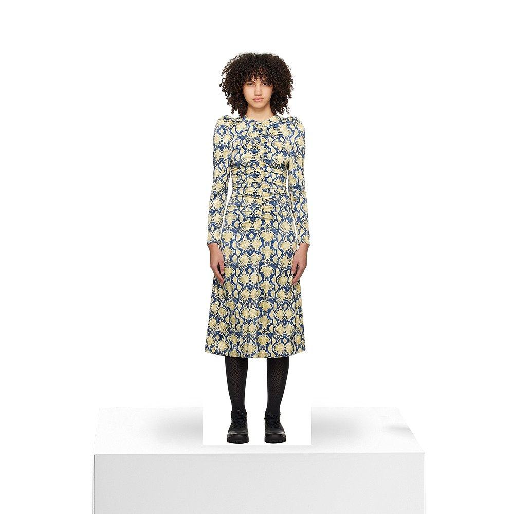 1h可退 香港直邮潮奢 GANNI 甘尼 女士 蓝色 & 米色 Snake Printe - 图3