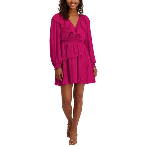 自营Kensie Satin Striped Chiffon Mini Dress - purple 美国奥 - 图0