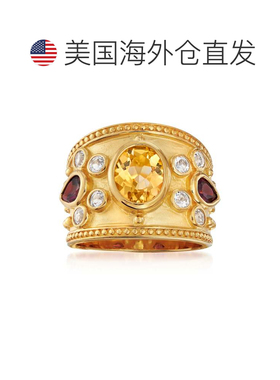 自营Ross-Simons 14 克拉金镀在纯银上宝石多宝石戒指 - 黄色 美