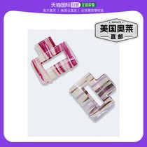 Aeropostale small number striped open claw hair clip 2 fitting-multicolor 901 (American Ole)