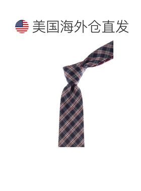 美国直邮自营Canali红色格子/格子双面丝绸领带-红色 美国奥莱直