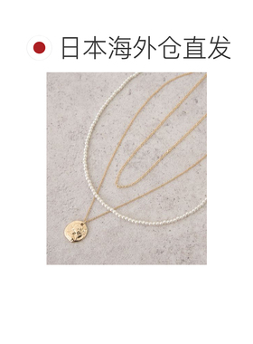 日本直邮earth music&ecology 女士 两件套珍珠链条项链+硬币吊坠