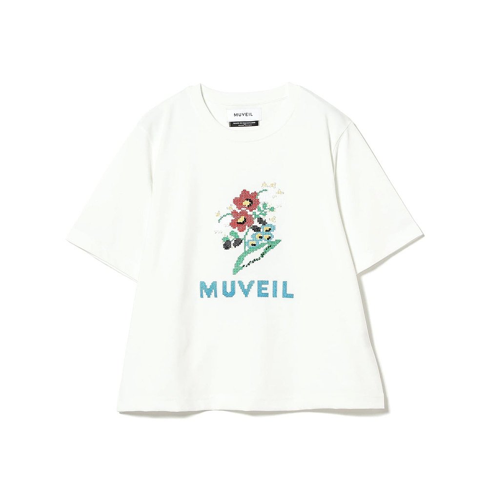 1h可退 日本直邮MUVEIL女士短袖刺绣花朵T恤宽松版型日常百搭 610 - 图2