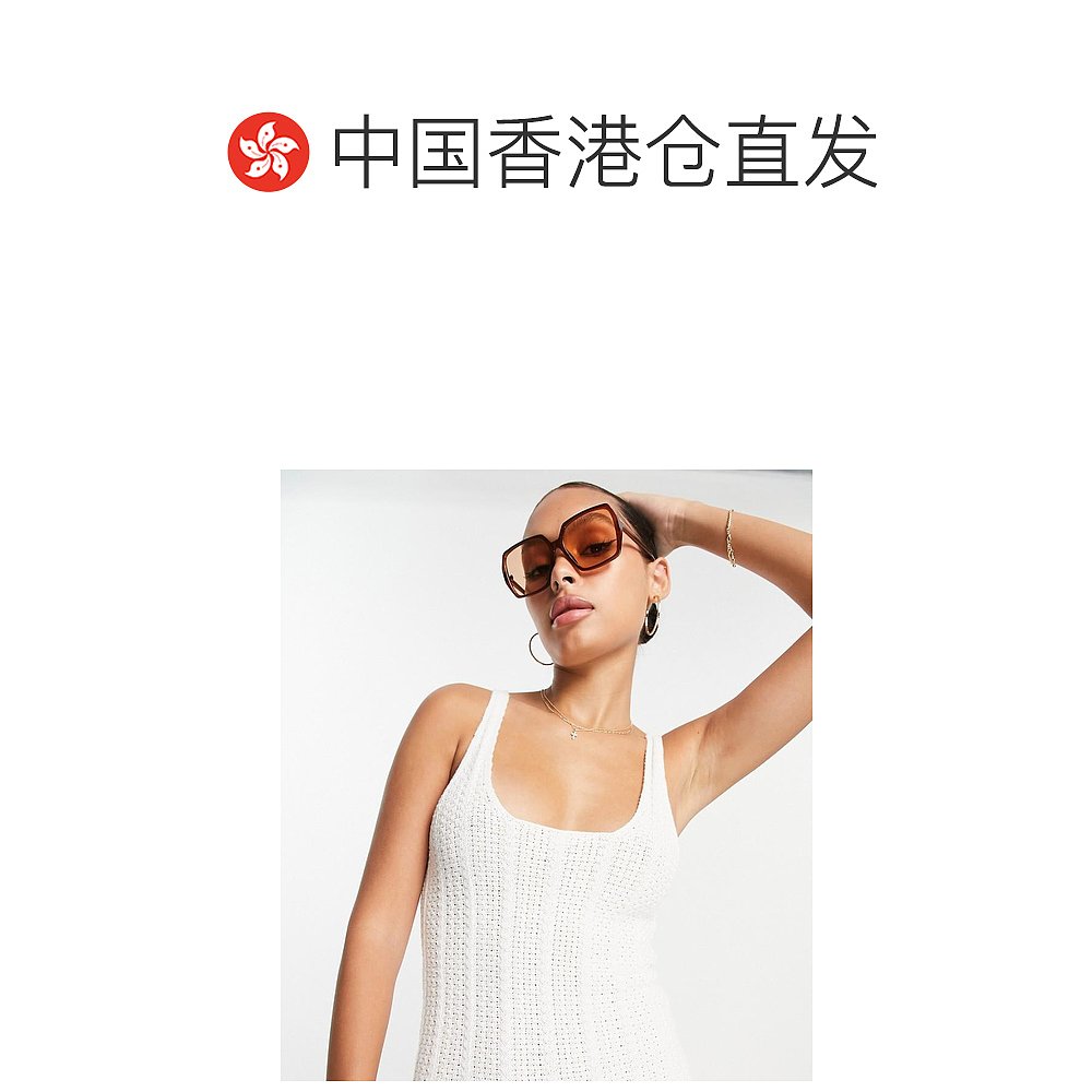 香港直邮潮奢 Topshop 女士 stitchy 米白色中长连衣裙 - 图1