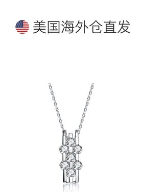 自营 genevive纯银白色立方氧化锆 ModernBand 吊坠 - 白色 美国