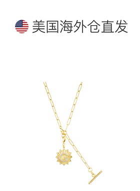 adornia14k 镀金可调节回形针套索，带水晶首字母徽章 - gold-g