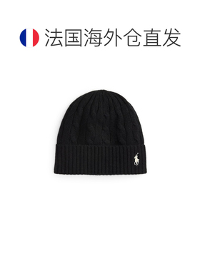 自营欧洲直邮Ralph Lauren拉夫劳伦 女士黑色羊毛羊绒绞花针织帽