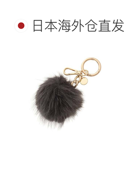 日本直邮Samantha Thavasa 简约毛皮挂饰 黑色挂件龙虾扣钥匙圈