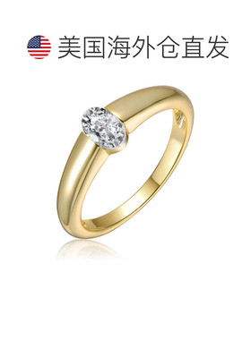 自营geneviveSterling Silver 14K Gold Plated with Clear Cubic