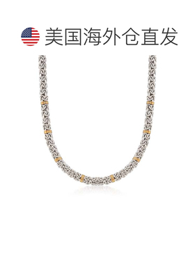 自营Ross-Simons 纯银拜占庭项链带 14 克拉金站 - 16 英寸 美国