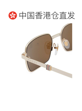 1h可退 香港直邮Gucci 古驰 男士 金色 Rectangular 太阳镜 GG149