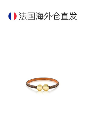 自营1h可退 欧洲直邮Louis Vuitton路易威登花皮手链金色金属饰面