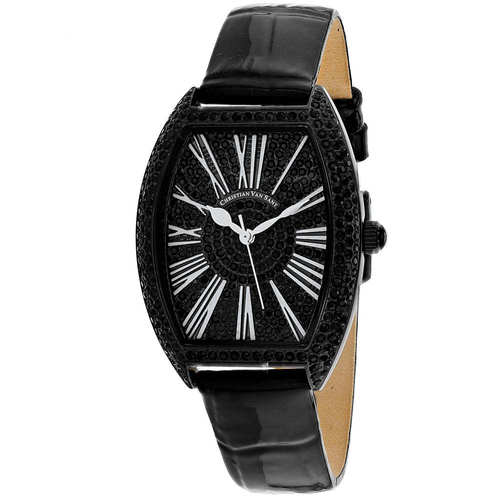 自营Christian Van Sant Women's Chic Black Tonneau 36mm - bla - 图0