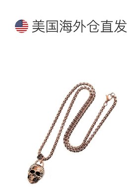 自营 Crucible 洛杉矶蓝色不锈钢 25 毫米骷髅项链配 24 英寸 4