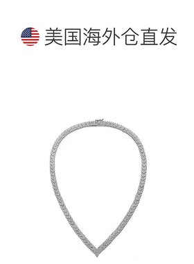 自营 GENEVIVE 纯银方晶锆石簇状箭头式项链 - 银白色 美国奥莱直