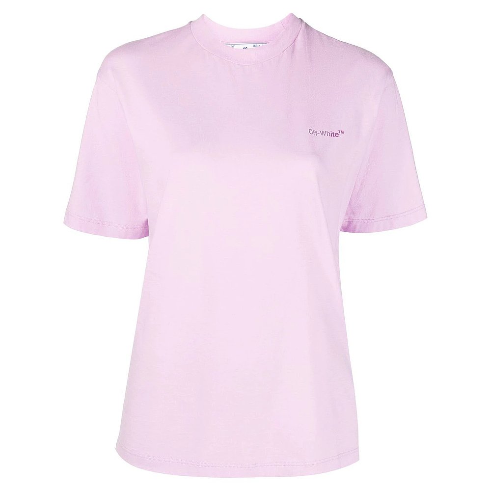 香港直邮Off White女士T恤粉色圆领徽标OWAA049F22JER001-3632 - 图2