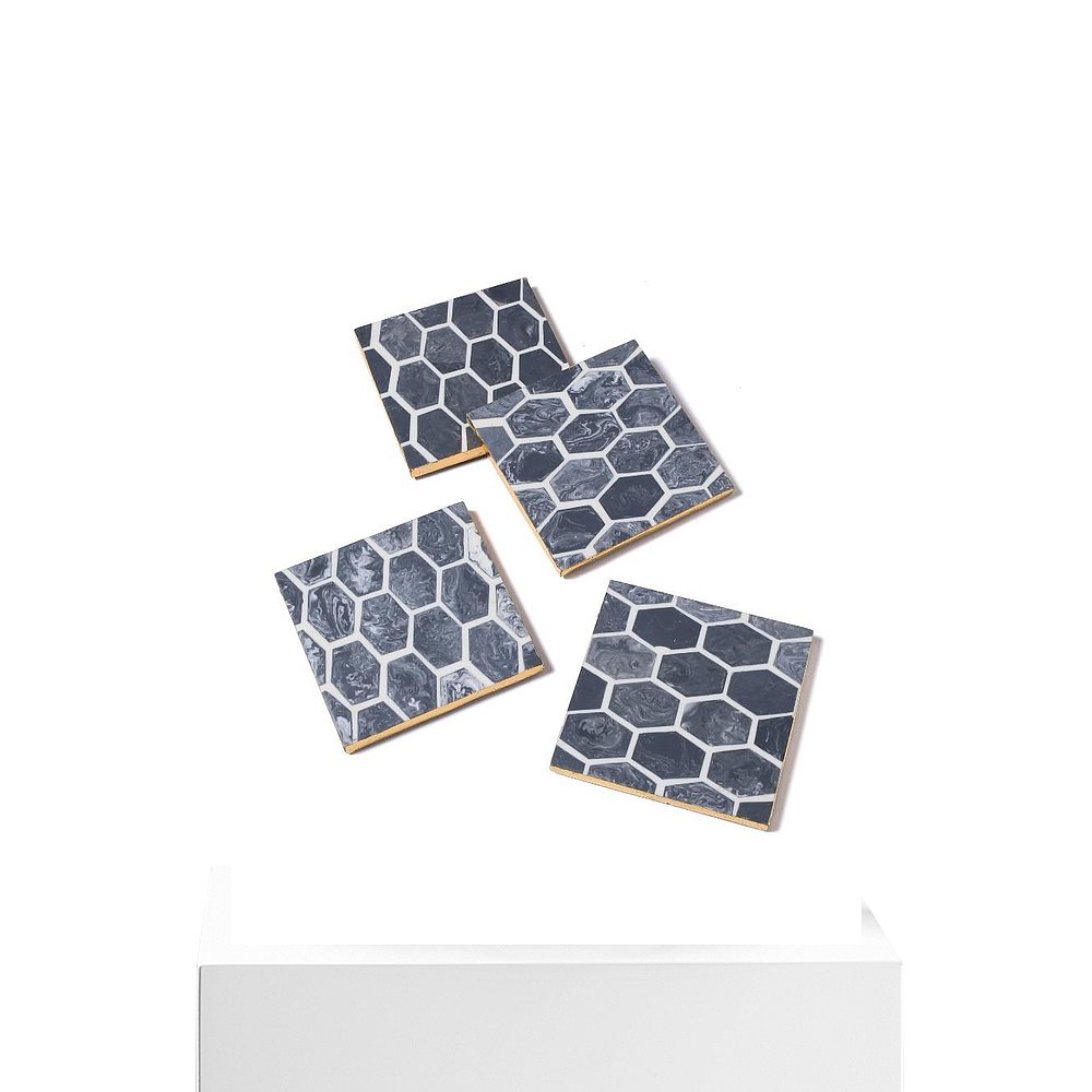 tiramisuPattern Resin Coasters - Set of 4 - grey 【美国奥莱 - 图3