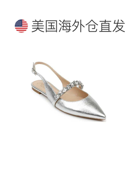 自营Women's Jewel Badgley Mischka Bambi Flat Silver Faux Lea