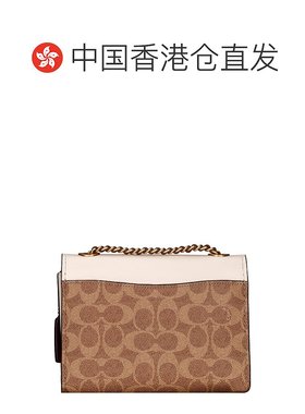 香港直邮Coach 蔻驰(专柜) 女士卡其色配白色单肩包 30585B4H中号