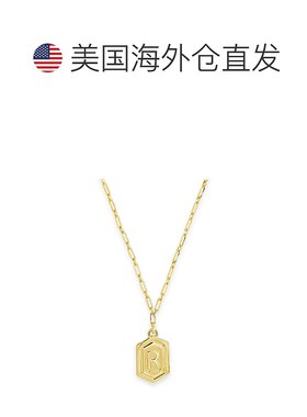 sterling foreverHexagon Tag Initial Necklace - gold-r 【美国