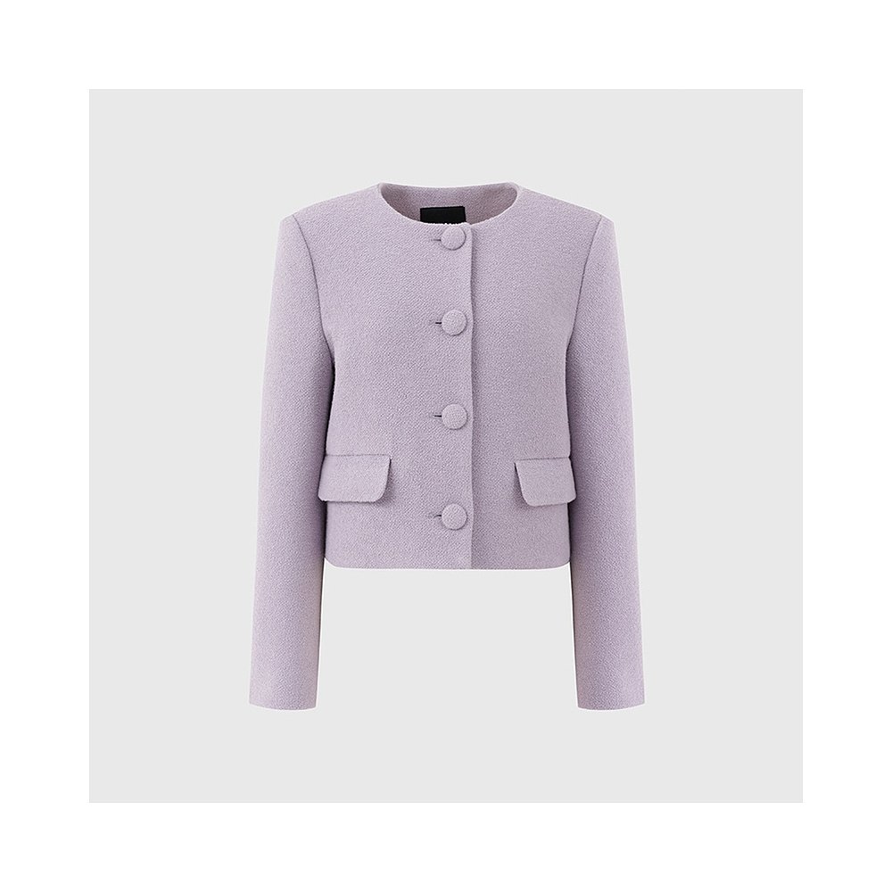 韩国直邮[LOOKAST]PURPLE KARINA WOOL TWEED JACKET羊毛短外套紫-图0