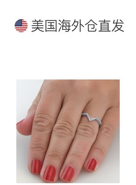 自营 pompeii3POMPEII 1/4 克拉钻石弧形 V 形戒指可堆叠结婚戒指