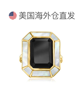 自营Ross-Simons Onyx and Mother-Of-Pearl Ring in 18kt Gold O
