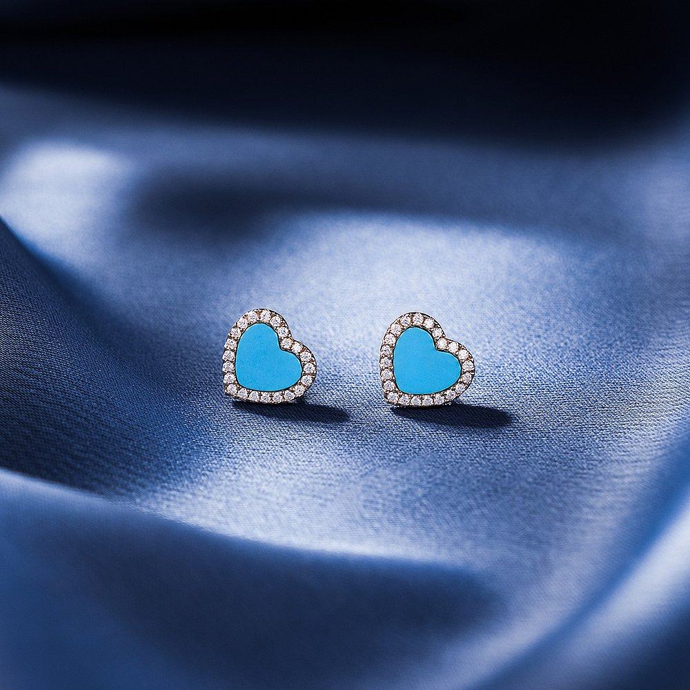 自营apmmonaco女士金色湖蓝色拼色爱心耳钉时尚新年礼物,淘宝优惠券,粉丝福利购,淘宝优惠卷