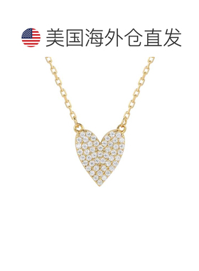 自营Suzy Levian 白色方晶锆石金色纯银心形项链 - 白色 美国奥莱