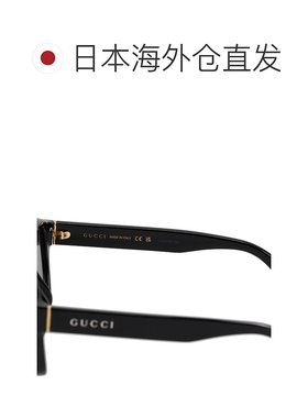 日本直邮GUCCI 太阳镜男式女式亚洲版型防紫外线太阳镜黑色 GG114