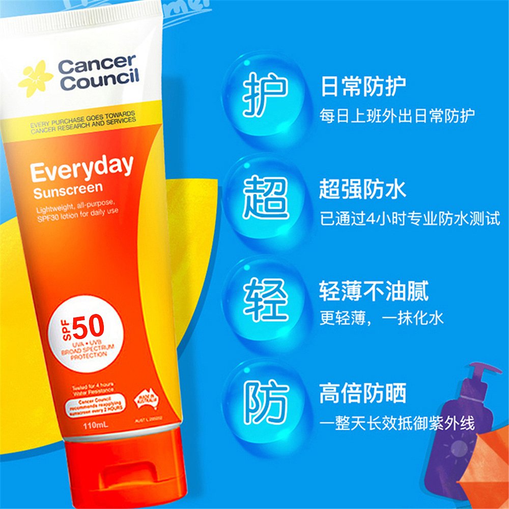 澳大利亚直邮cancercouncil澳美皙防晒SPF50日常通勤防晒霜110ml - 图3