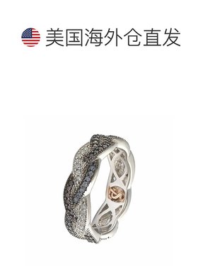 自营 Suzy Levian 纯银立方氧化锆交叉永恒戒指 - 蓝色 美国奥莱