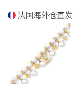 自营欧洲直邮LV路易威登 Pearl River女士金色金属树脂珍珠手链