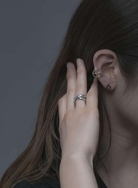 日本直邮URBANRESEARCH女士装饰交叉戒指银925材质高级时尚配