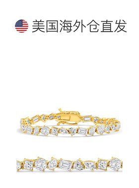 自营 pompeii3F/VS 15 克拉混合花式切割钻石网球手链 14k 金实验