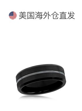 自营blackjackBACKJACK 哑光和抛光黑色钨戒指 - 黑色 美国奥莱直