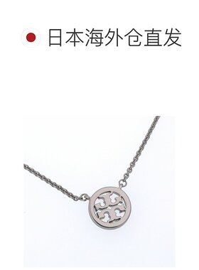 日本直邮TORY BURCH “镜面密镶吊坠项链”18K 无镍圆形水晶标志T