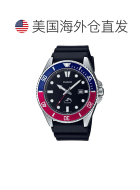 自营Casio Men’s Black and ‘Pepsi’ Bezel Dive Watch - MDV-