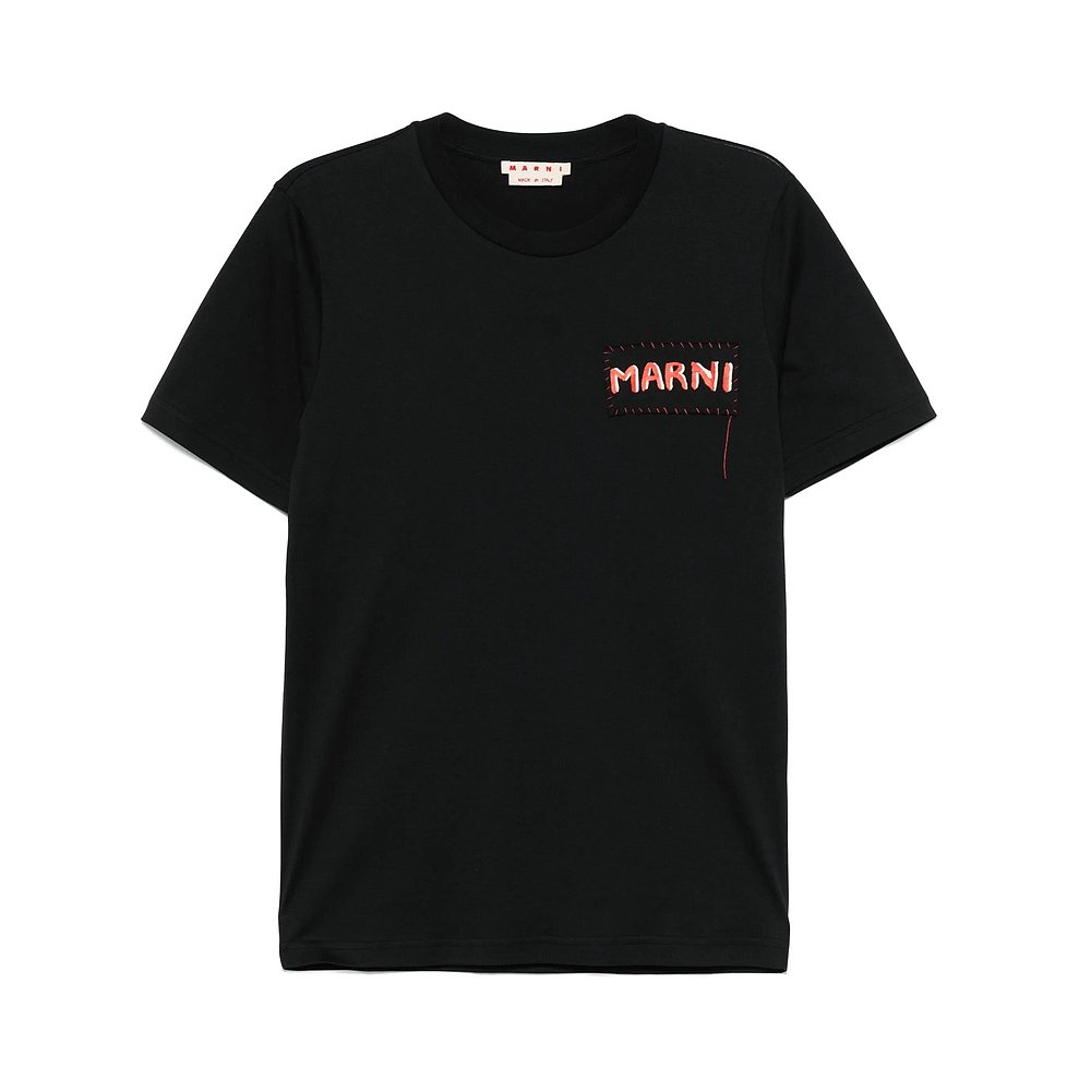 1h可退 MARNI 男士T恤 HUMU0198X0UTC44600N99 CO 黑色 T-shirt w - 图2