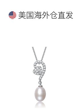 自营 geneviveGv 纯银白色淡水珍珠晶锆石项链 - 银 美国奥莱直发