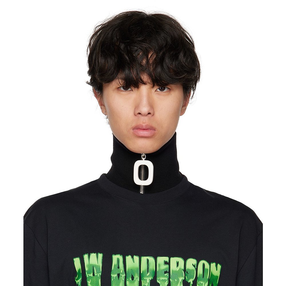 香港直邮潮奢 J.W. Anderson 男士黑色 Neckband 围巾 - 图2