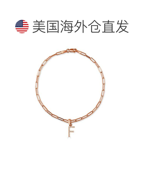 自营sabrina14k 玫瑰金和钻石初始链接手链 - 玫瑰 f 美国奥莱直