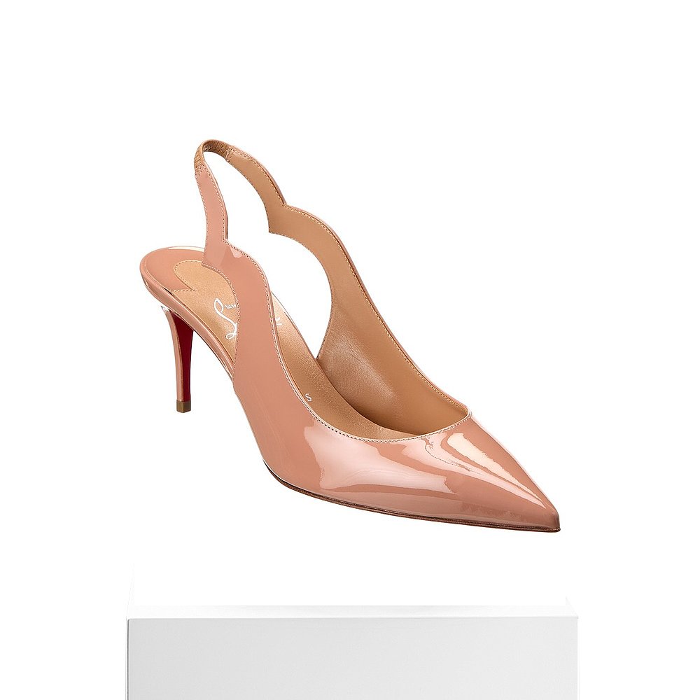 Christian Louboutin Hot Chick Sling 70 漆皮露跟高跟鞋 - 米色 - 图3