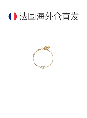 自营欧洲直邮Dior迪奥 女士金色树脂珠手镯手链饰品白色